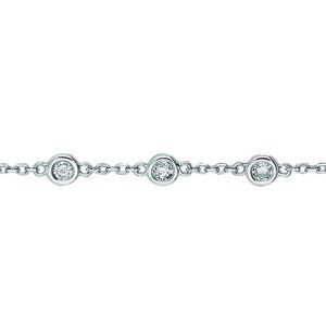 1.00 Carat Natural Diamond Bezel Bracelet G SI 14K White Gold